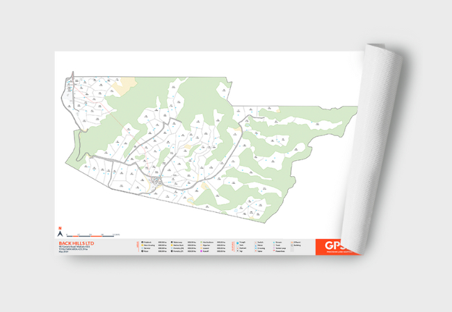 Farm map printed on a PVC banner